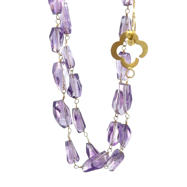 Amethyst and Royal Gold Long Necklace