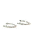 14k White Gold Diamond V Hoops