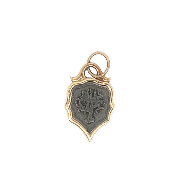 Gold and Sterling Silver Shield Pendant