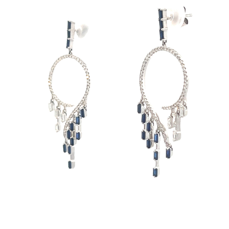 Deco Style Sapphire Baguette Drop Earrings