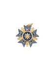 Enamel Sapphire and Gold Starburst Medallion Pendant