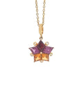 Rhodalite Garnet and Citrine Star Pendant with Diamonds