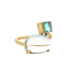 Emerald and Blue Topaz Bypass Ring