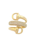 Satin Finish Stirrup Ring With Champagne Diamonds