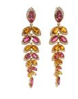 Rhodolite Garnet Citrine and Diamond Pear Drops