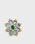 Blossom Motif Ring with Blue Sapphires