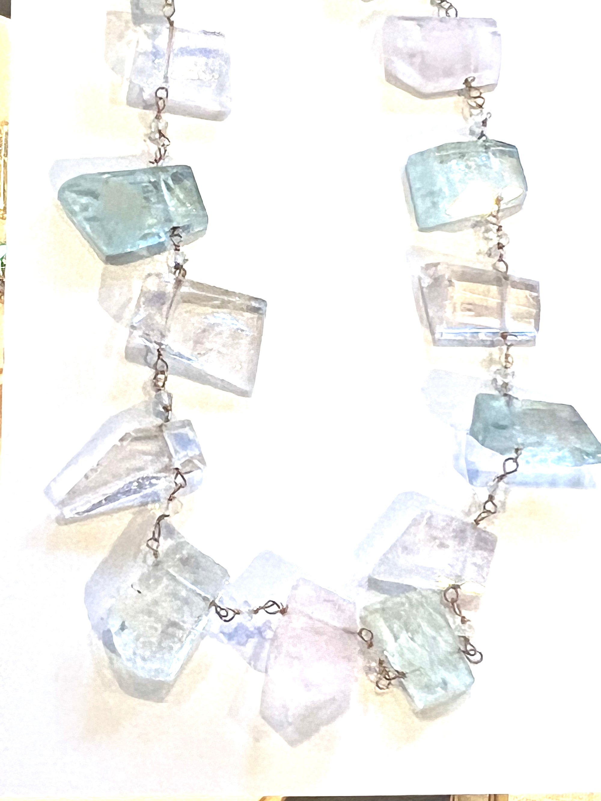 Pink Aquamarine and Morganite Slice Necklace