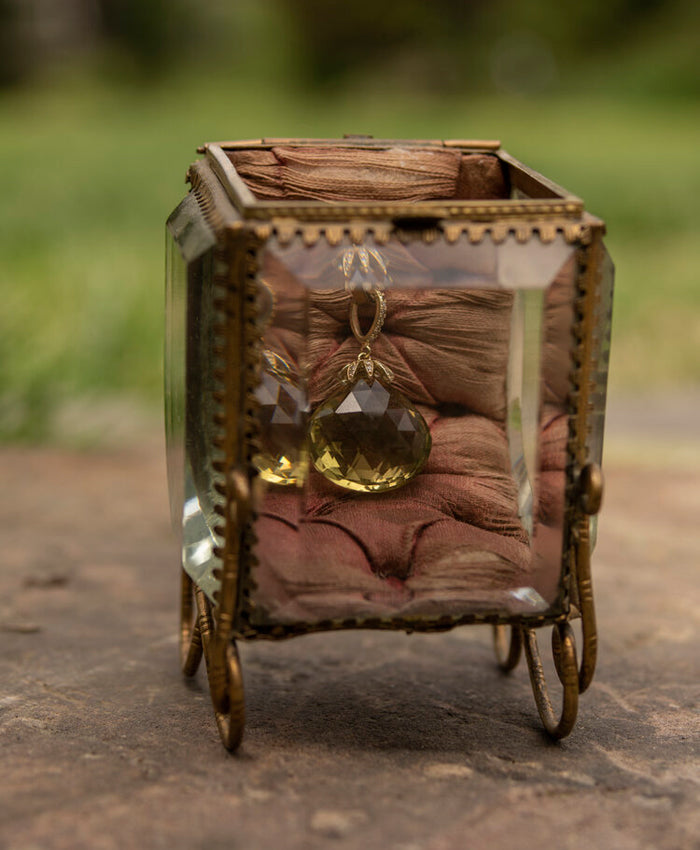 Citrine Bell Briolette Diamond Capped Pendant