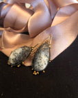 Moss Agate 18k Royal Gold and  Diamond Earrings