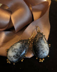 Moss Agate 18k Royal Gold and  Diamond Earrings