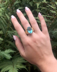 Blue Zircon and Diamond Ring