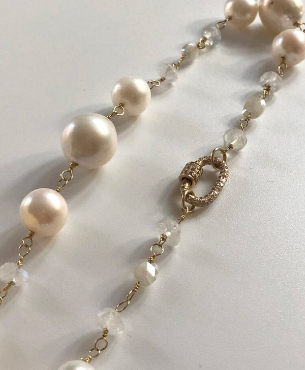 White Sapphire and Pearl Necklace