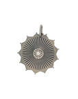 Oxidized Silver and Diamond Fluted Disk Pendant