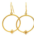 Round Open Twist Circle Drop Earrings with Diamonds