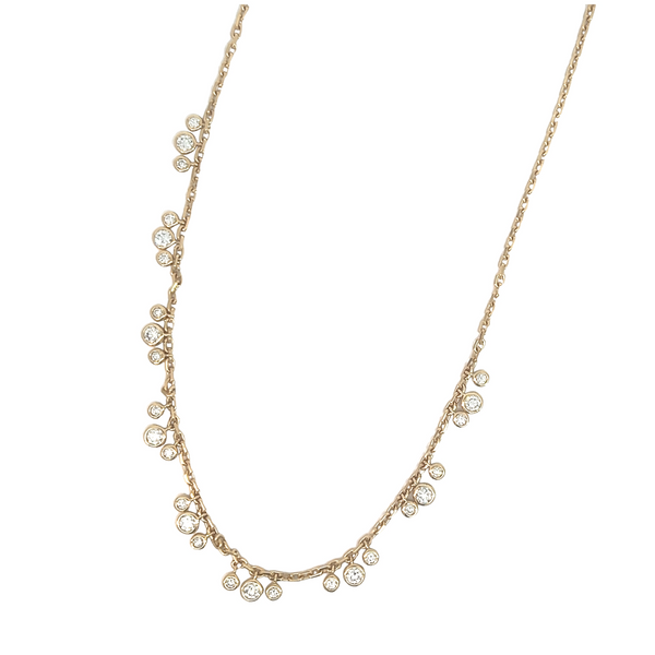 14k Yellow Gold Bezel Diamond Lace Necklace