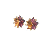 Rhodolite and Citrine and Diamond Studs