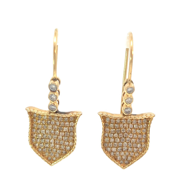 Pave Diamond 18k Royal Shield Earrings