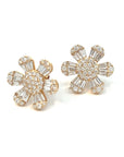 Baguette Diamond Flower Earrings