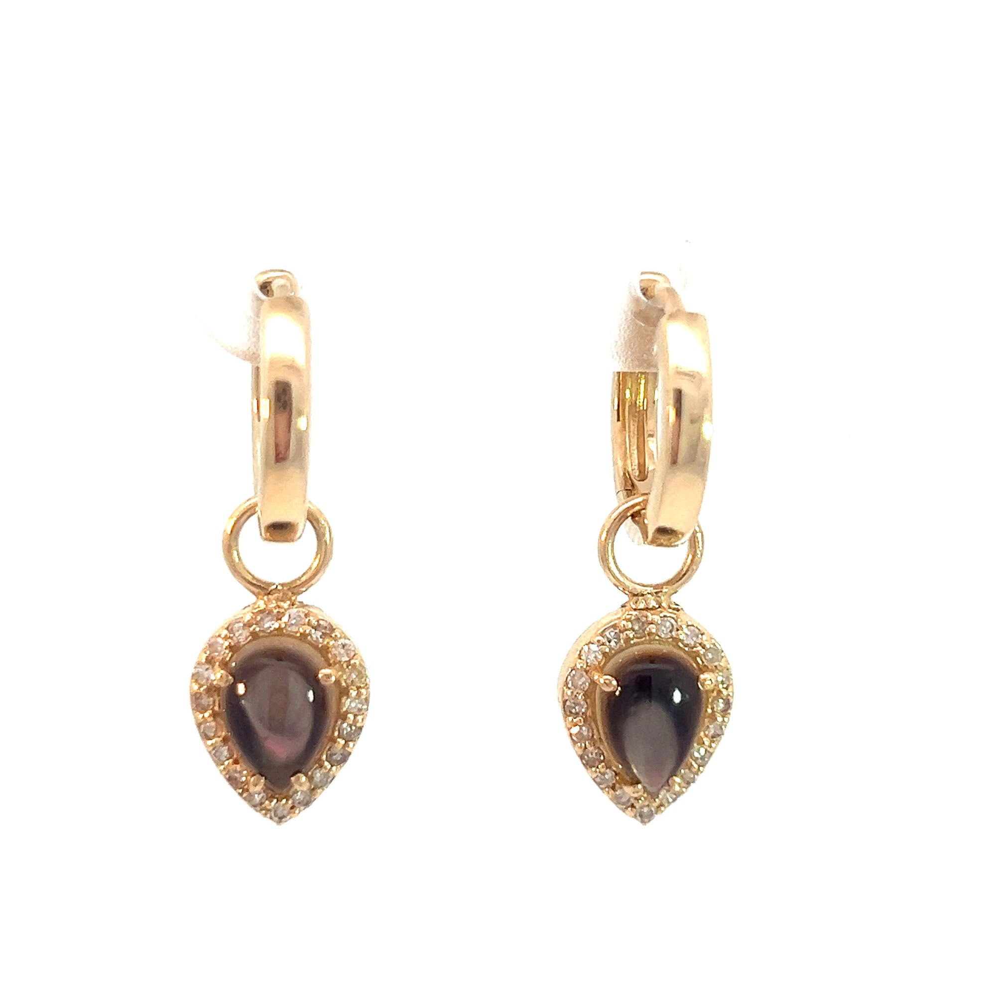 Cognac Moonstone and Diamond Earring Charms