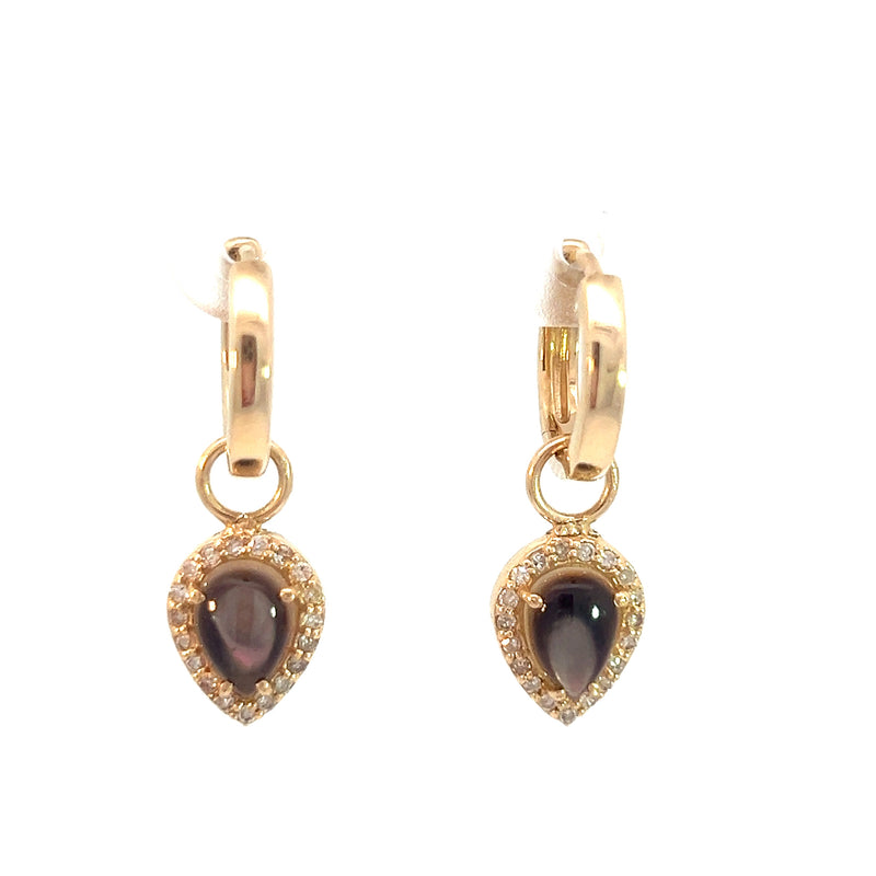 Cognac Moonstone and Diamond Earring Charms