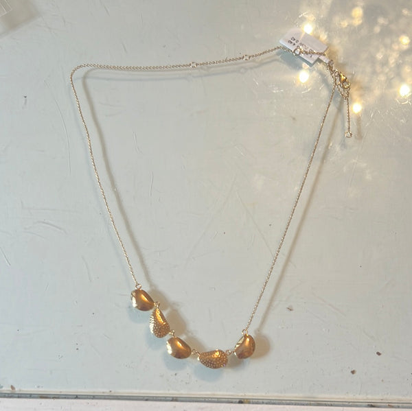 Matte Gold and Diamond Drop Necklace