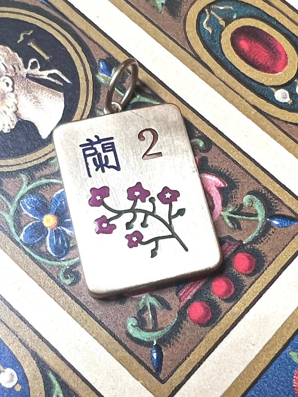 2 Flower Mahjong Tile Charm