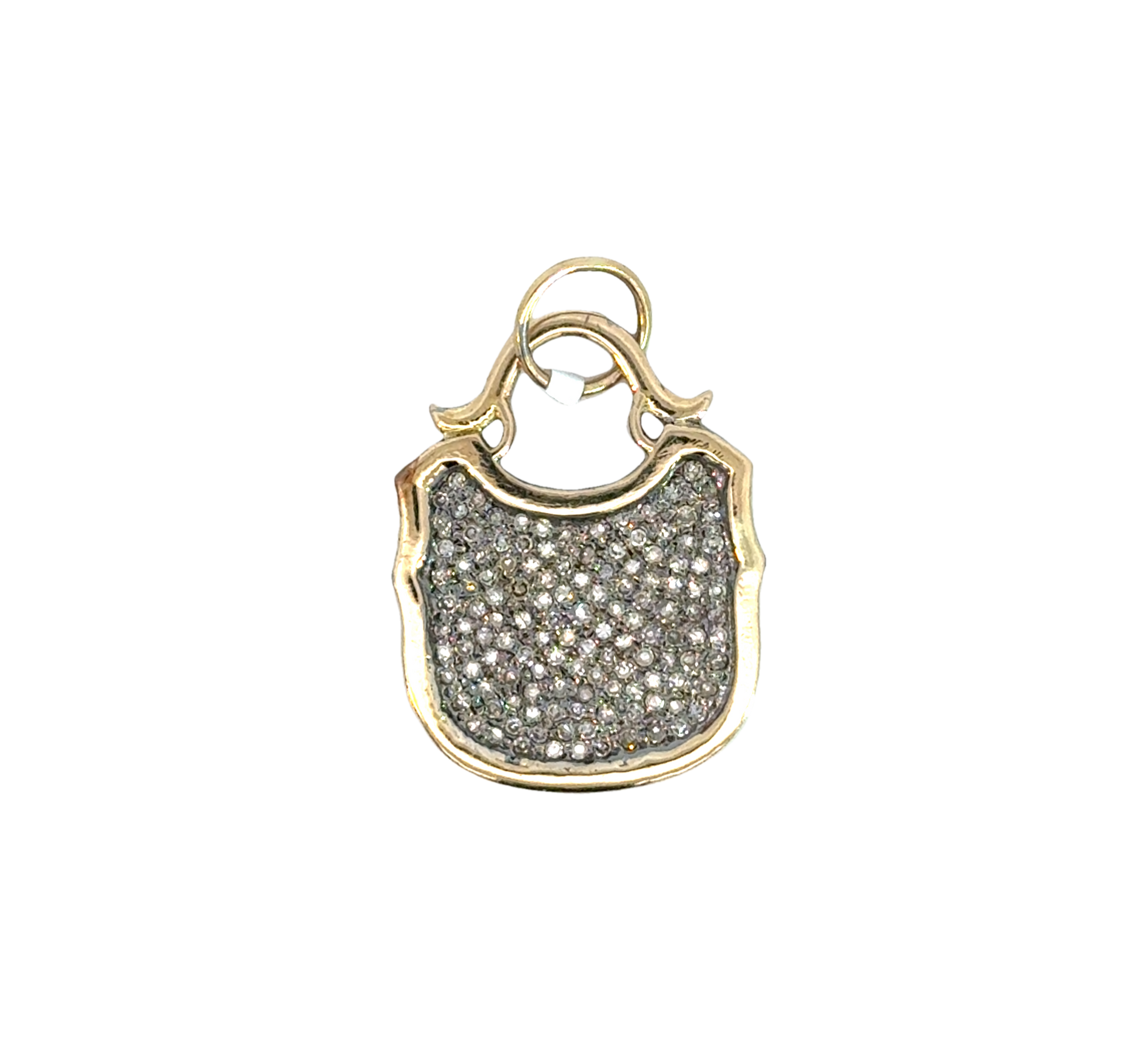 Oxidized Silver and Diamond Shield Pendant