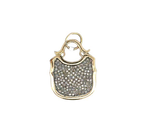 Oxidized Silver and Diamond Shield Pendant