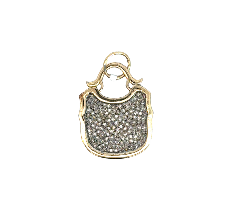 Oxidized Silver and Diamond Shield Pendant