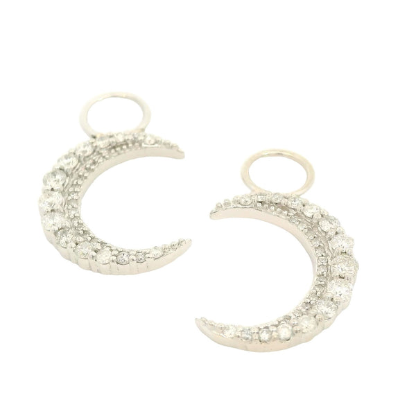 White Gold Crescent Moon Earring Charms