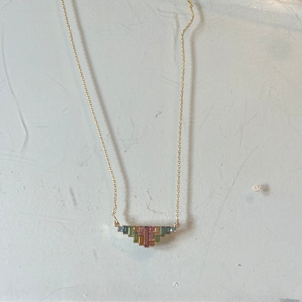 Multicolor tourmaline and 18k gold necklace