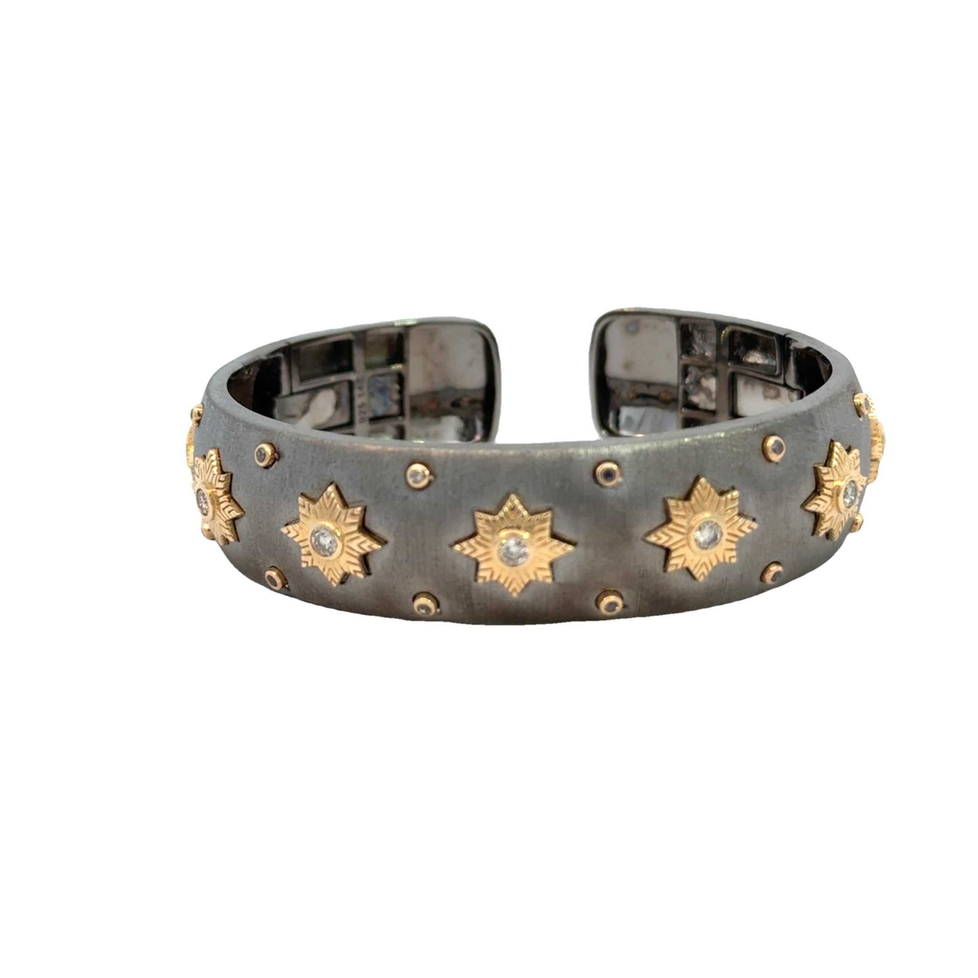 Gold and Oxidized Silver Florentine Bangle