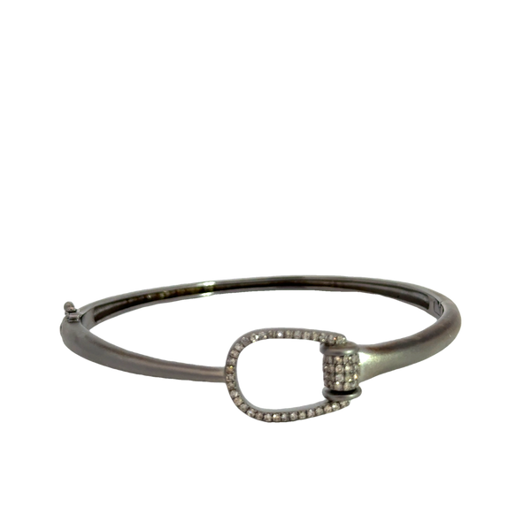 Silver and Diamond Stirrup Bangle