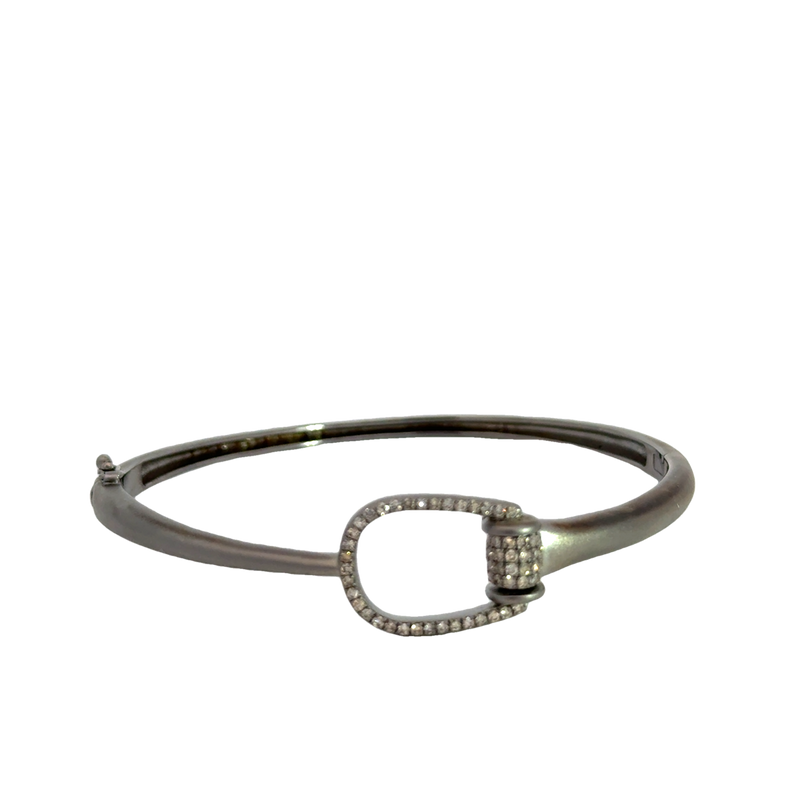 Silver and Diamond Stirrup Bangle