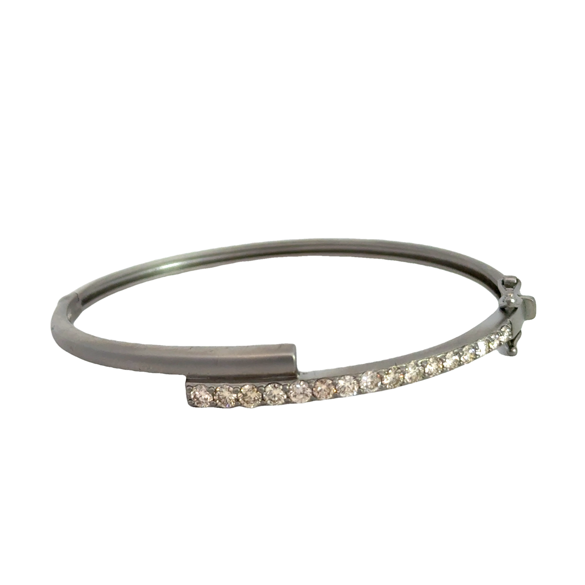 Oxidized Silver and Diamond Bypass Bracelet