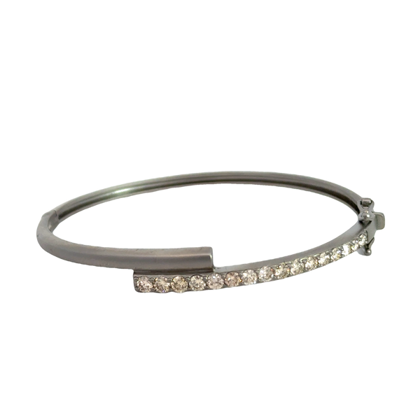 Oxidized Silver and Diamond Bypass Bracelet