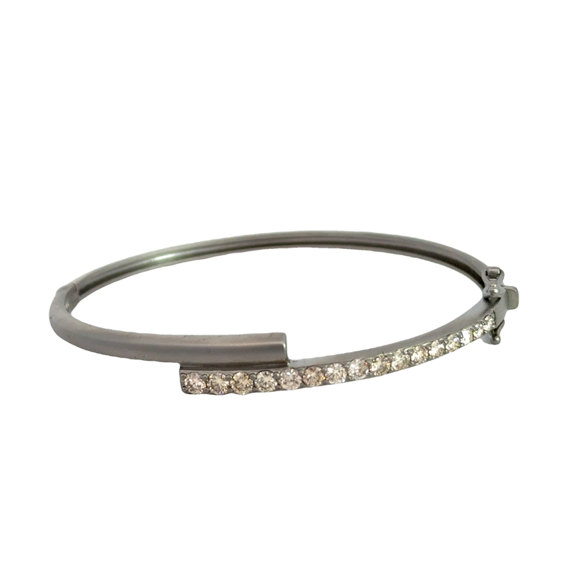 Oxidized Silver and Diamond Bypass Bracelet