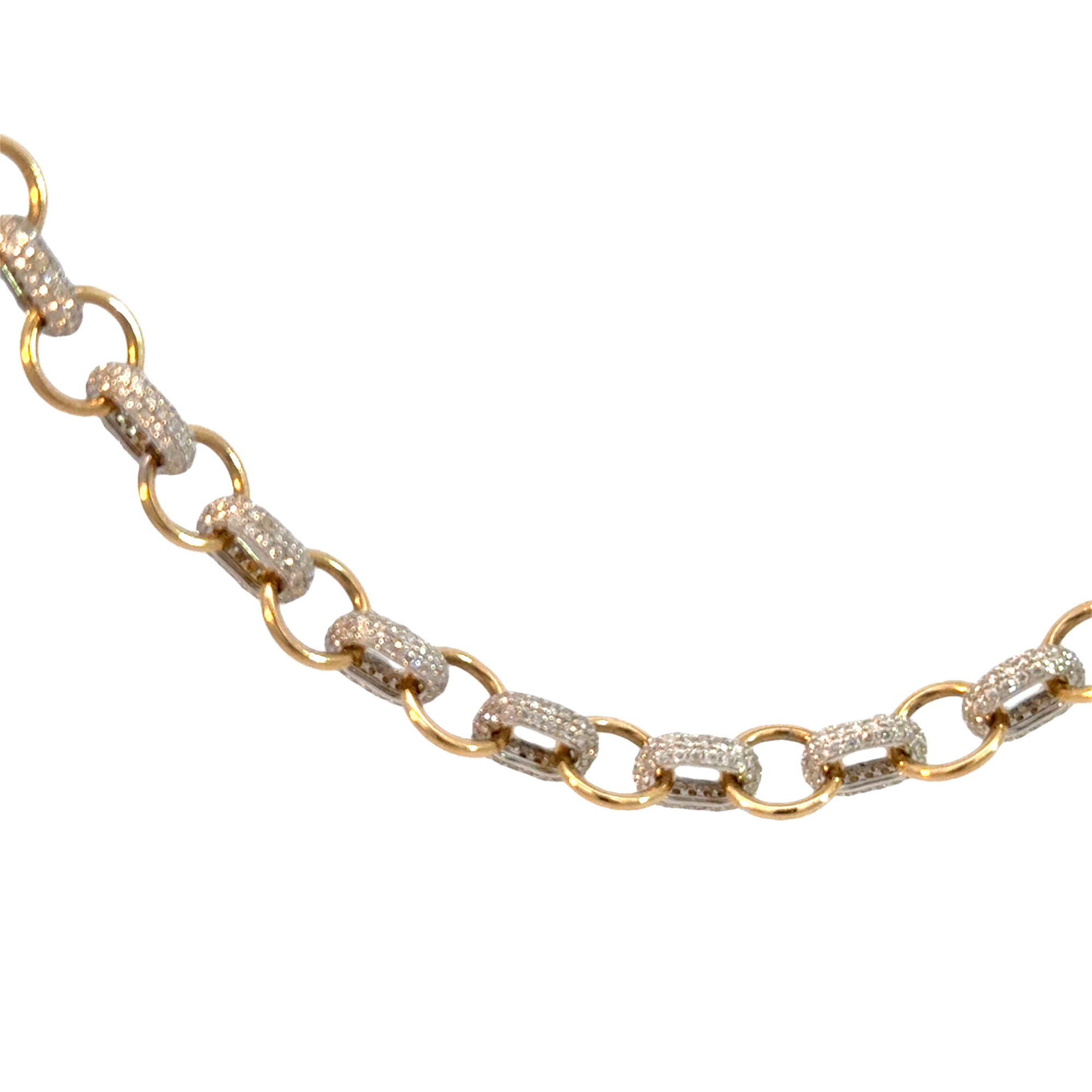 Yellow and White Gold Pave Diamond Bib Necklace