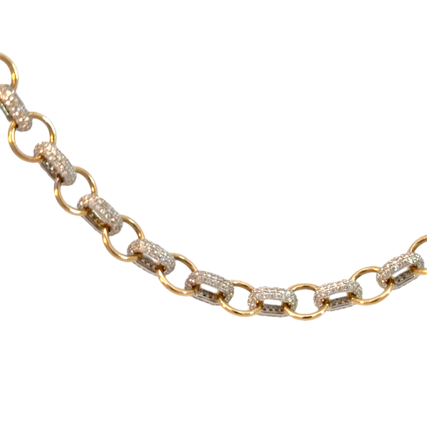 Yellow and White Gold Pave Diamond Bib Necklace