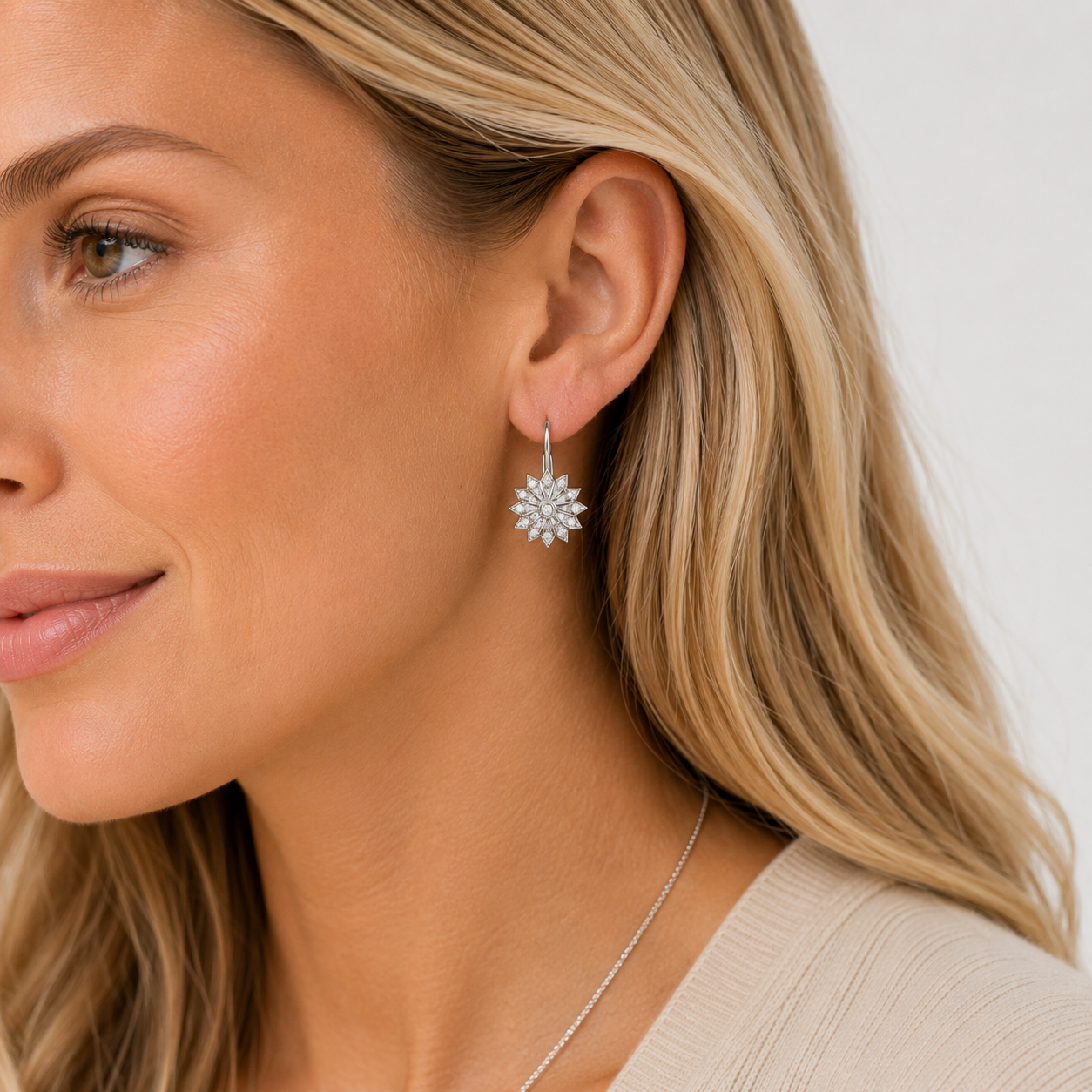 The Georgia Earrings (14k White Gold and Diamond)