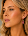 Rosie Earring Charms (14k Yellow Gold, Pink Quartz, and Diamonds)