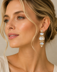 Moonstone and Diamond Earrings (14k Yellow Gold, Diamond, and Moonstone)