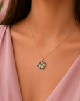 Gold and Green Tsavorite Pansy Pendant (18k Yellow Gold, Diamond, Tsavorite)