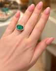 Oval Emerald Ring (14k Yellow Gold, Emerald, Diamond)