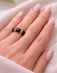 Black Onyx and Diamond Segment Ring (14k Yellow Gold, Black Onyx, Diamond)