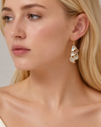 Stevie Earrings (18k Yellow Gold, Moonstone, Diamond)