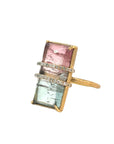 Bi-Color Tourmaline Diamond Strap Ring