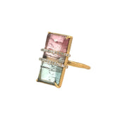 Bi-Color Tourmaline Diamond Strap Ring