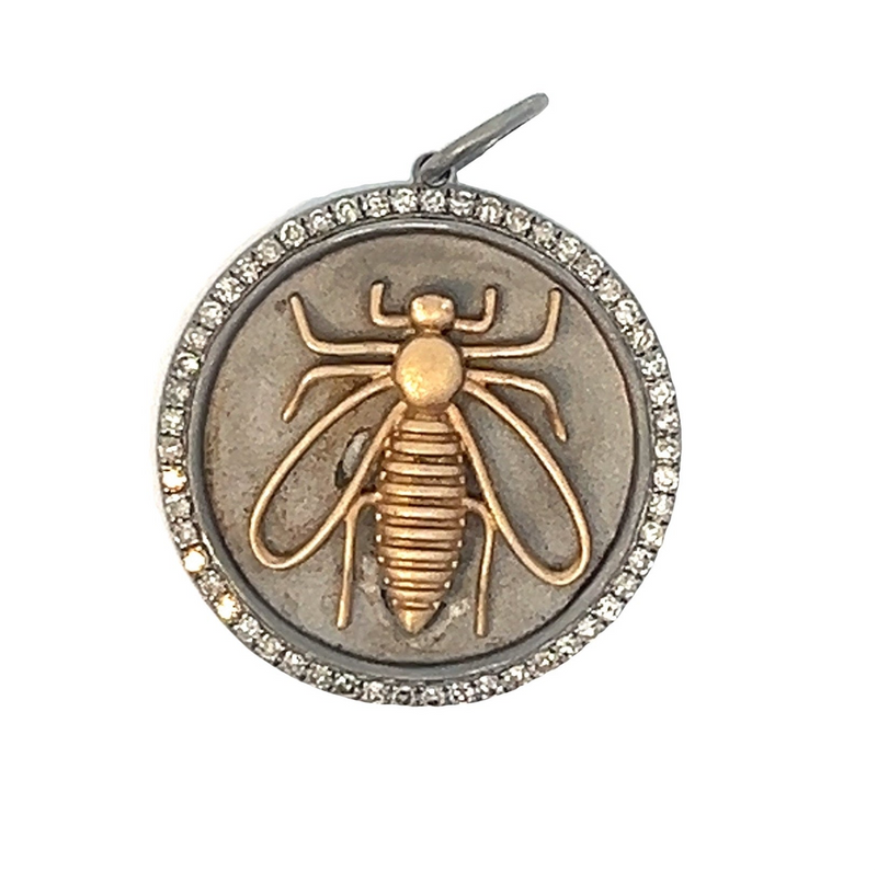 Gold Bee Pendant With Diamond Halo