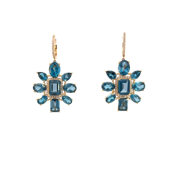 Blue Topaz Mixed-Shape Blossom Earrings